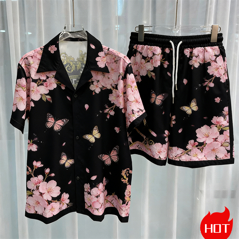 Mens Fashion Casual Outfits - Digital printed men's set fashion two-piece