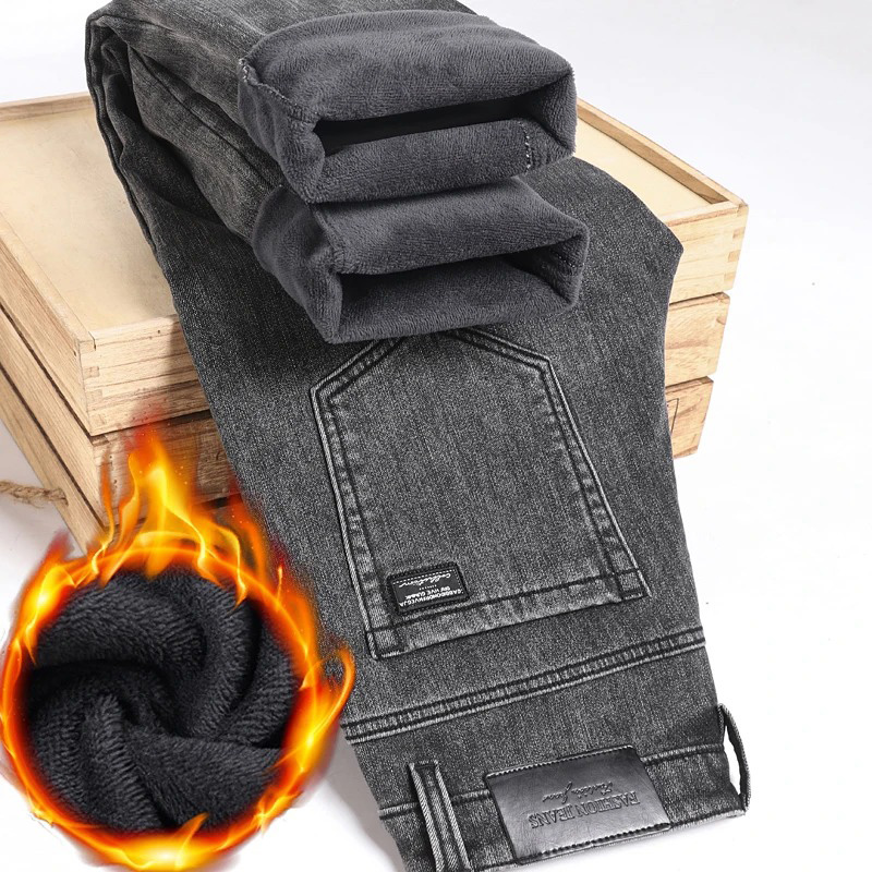 Men'S Fashion Nova Jeans - Winter Warm Jeans Men's Slim Straight