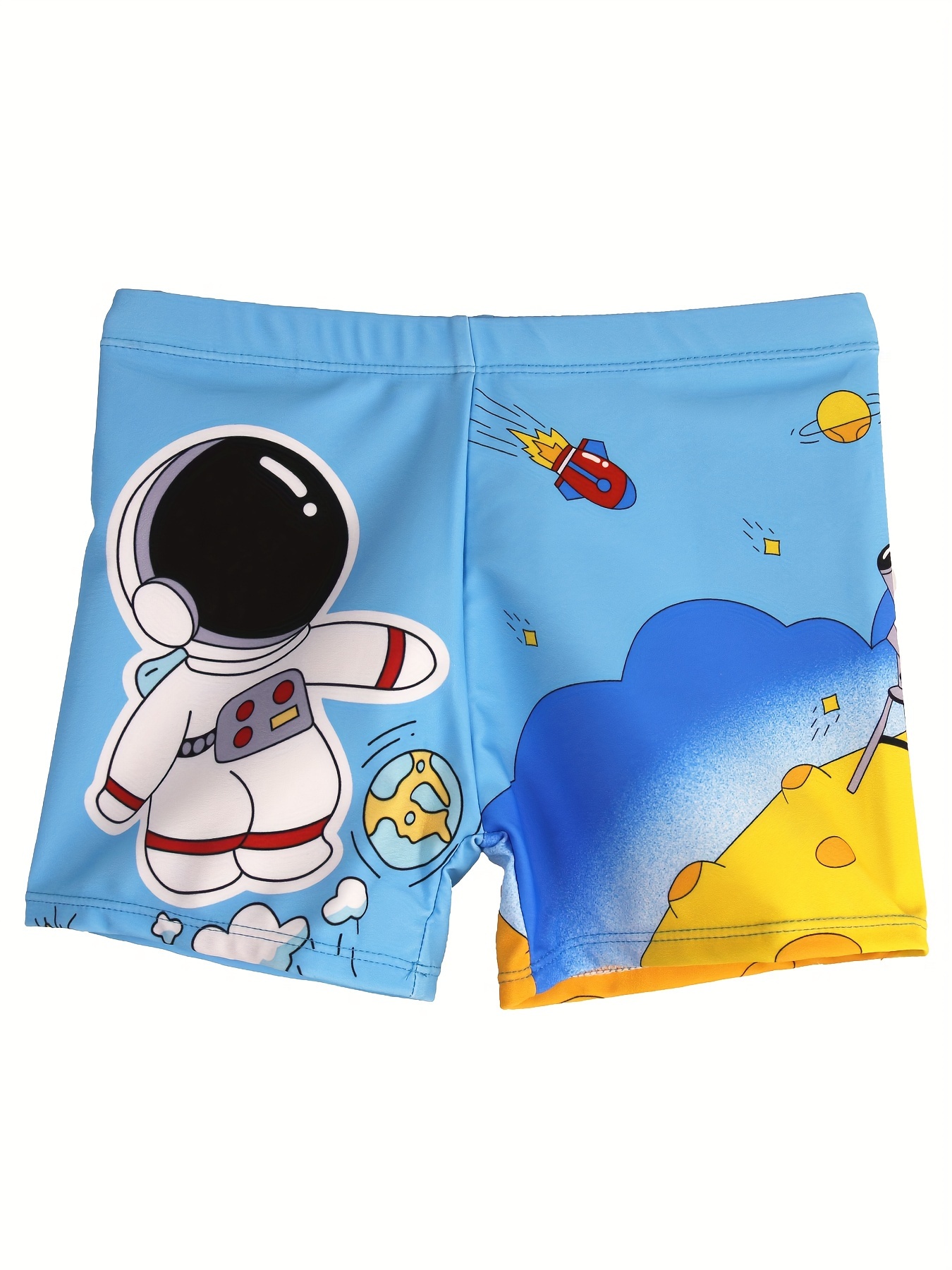 Swim Trunk Shorts - Cartoon Astronaut Pattern Quick Dry Swim