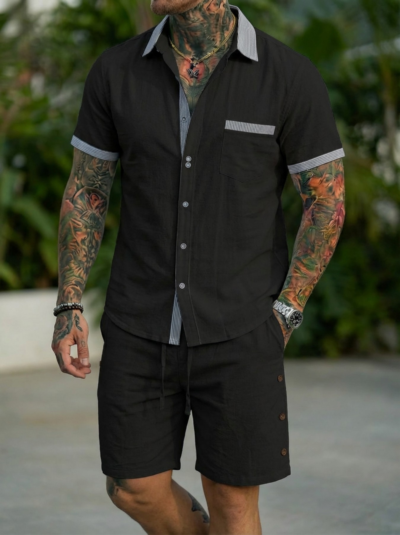 Men'S Fashion Polo Shirt - Men's Fashion Cuban Style Shirt Set
