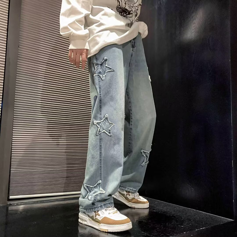 New Men's Star Embroidered Fas - Men'S Fashion Nova Jeans ulasan dan harga