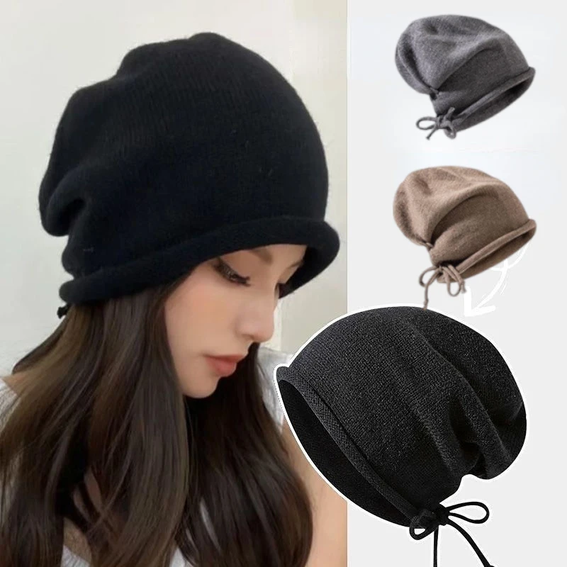 Knitted Bonnet Hoods Female Wi - Beanie Winter Hat ulasan dan harga