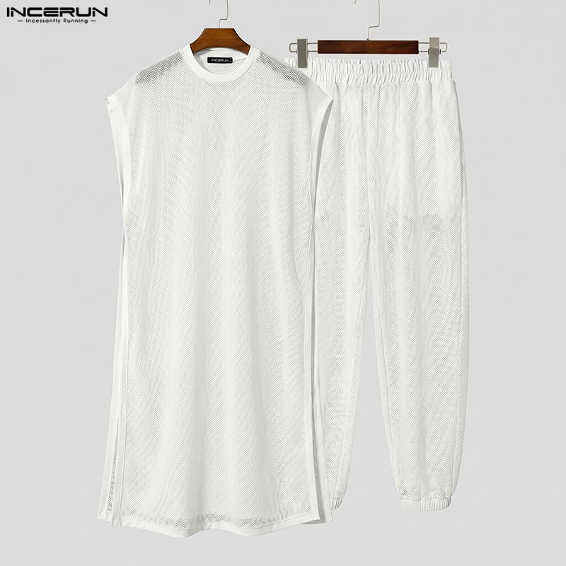 INCERUN Men Sets Mesh See Thro - Mens Fashion Vest ulasan dan harga