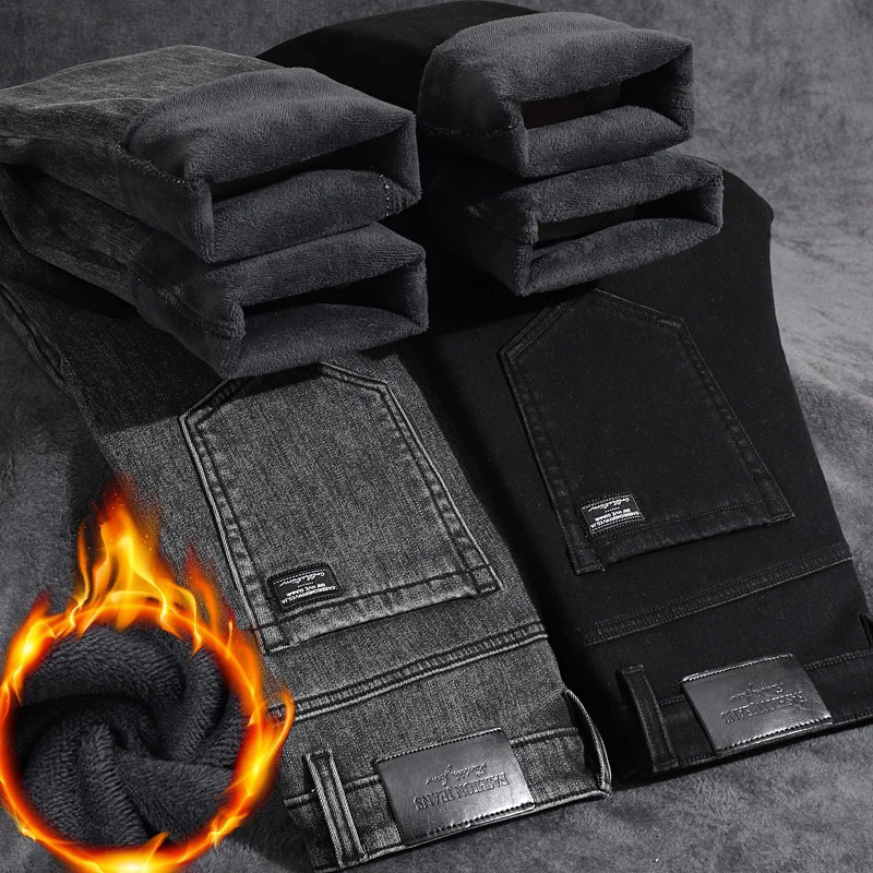 Winter Warm Jeans Men's Slim S - Men'S Fashion Nova Jeans ulasan dan harga