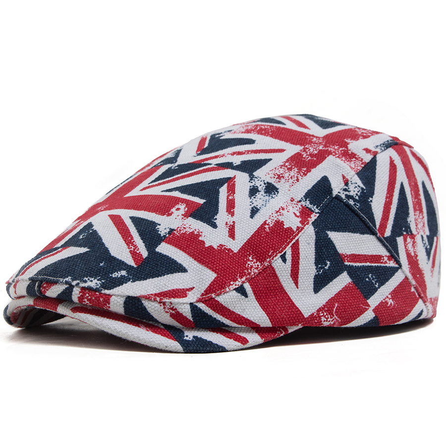 New Union Jack Print Flat Cap  - Men'S Fashion Gq ulasan dan harga