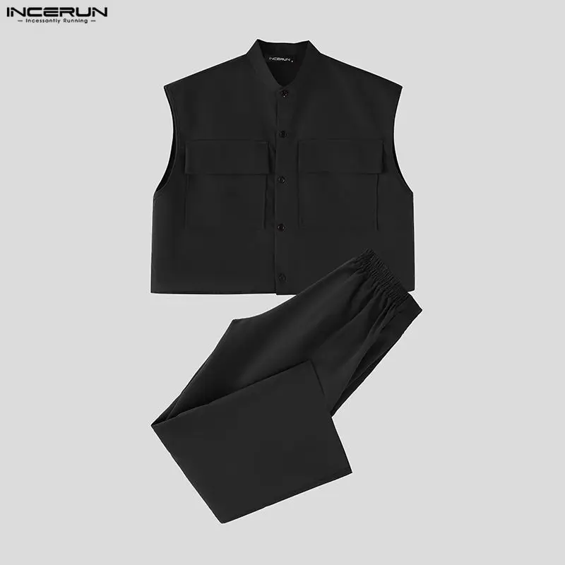 INCERUN Men Sets Solid Sleevel - Mens Fashion Casual Outfits ulasan dan harga