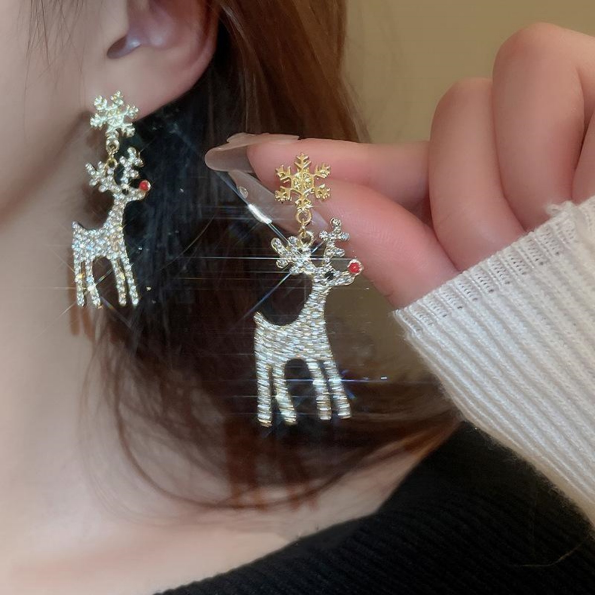 Xmas Holiday Deer Drop Earring - Mens Xmas Fashion ulasan dan harga