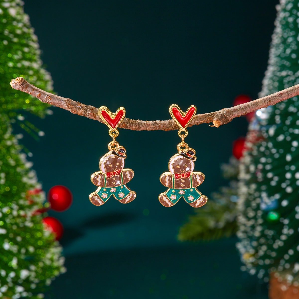 Christmas Enamel Earrings Red  - Mens Xmas Fashion ulasan dan harga