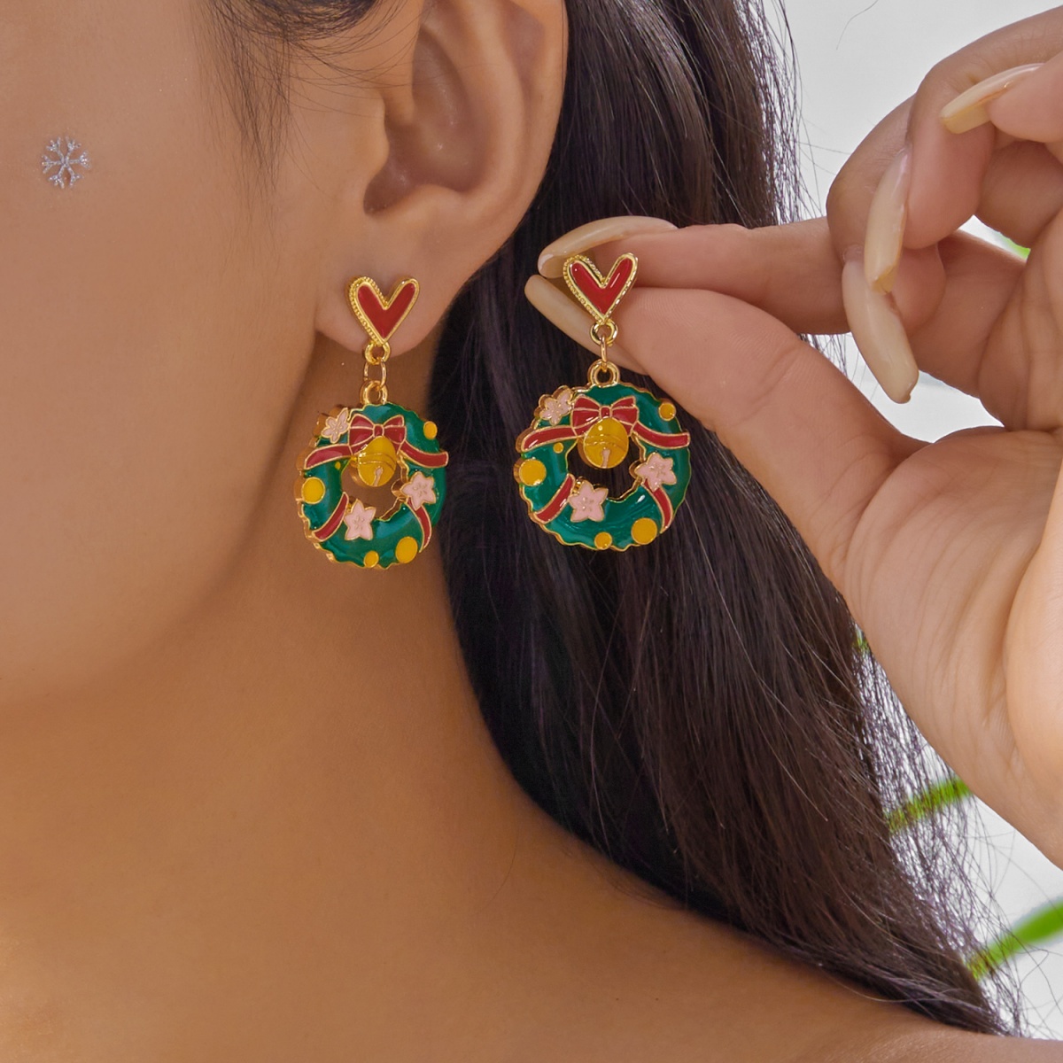 Christmas Enamel Earrings Red  - Mens Xmas Fashion ulasan dan harga