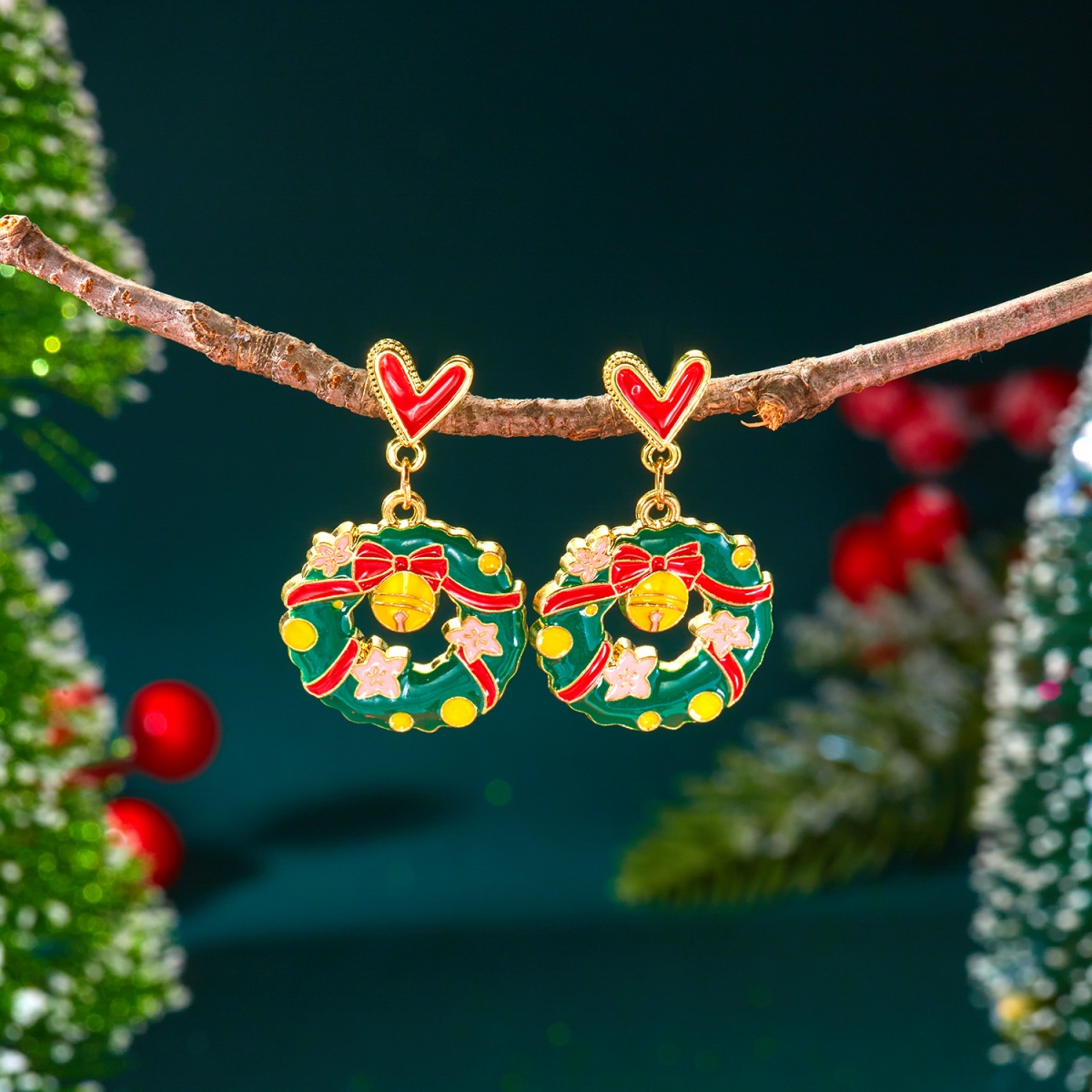 Christmas Enamel Earrings Red  - Mens Xmas Fashion ulasan dan harga