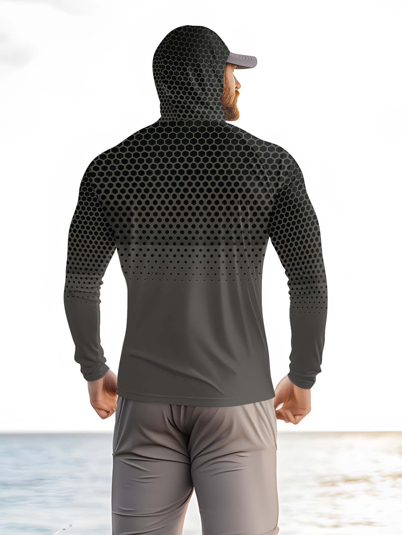 Grey Gradient Honeycomb Men Fi - Mens Fashion Summer ulasan dan harga
