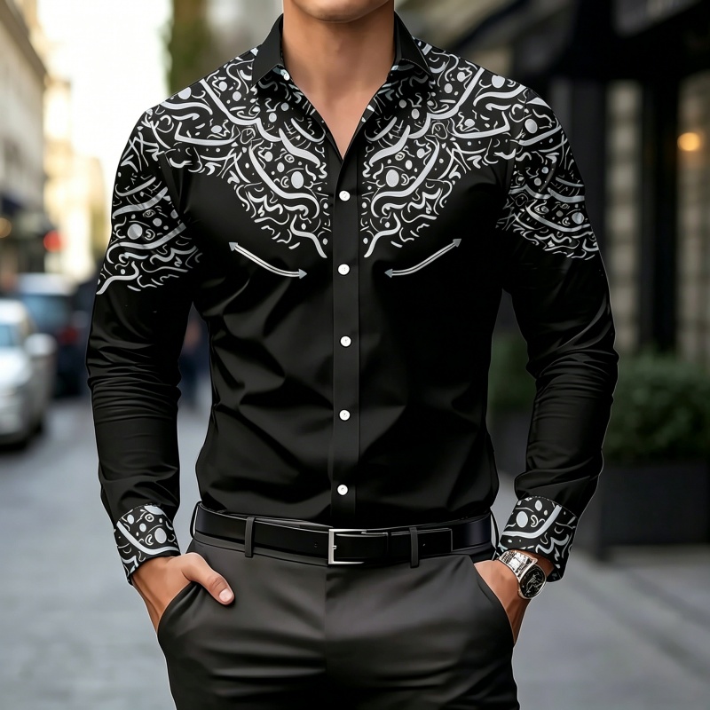 Black and White Contrast Print - Mens Fashion Summer ulasan dan harga