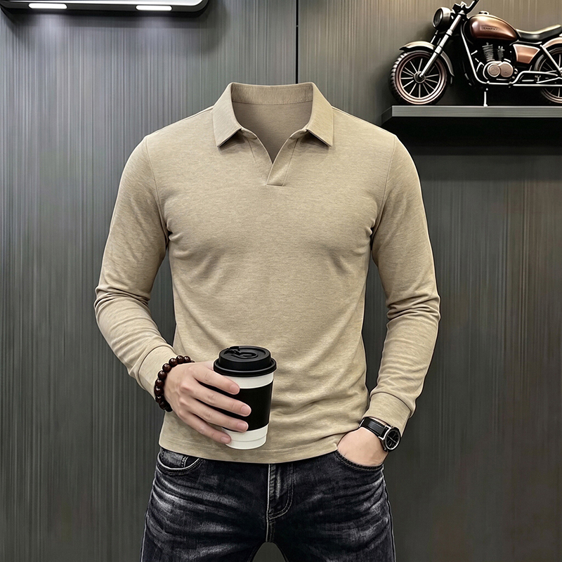 Men's Business Casual Long Sle - Men'S Fashion Polo Shirt ulasan dan harga
