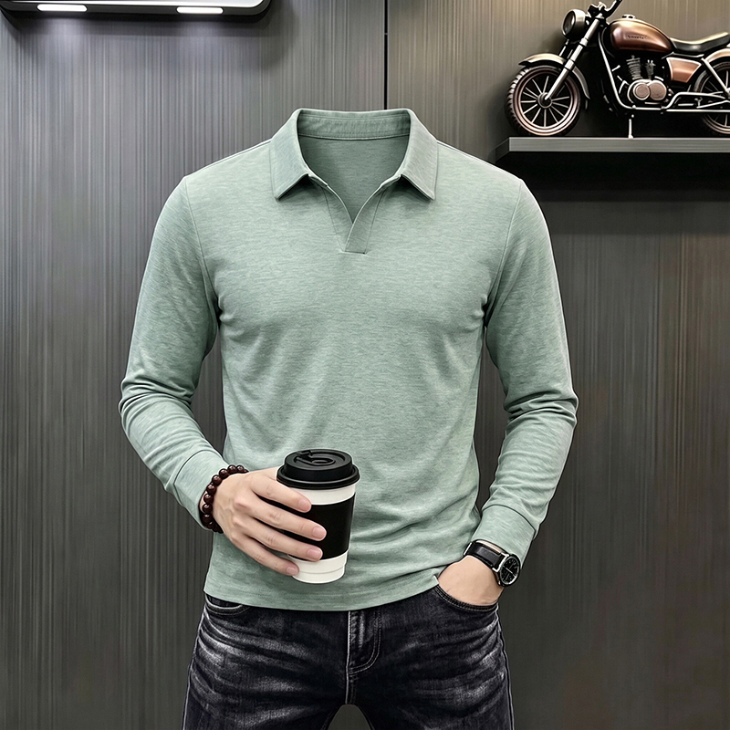 Men's Business Casual Long Sle - Men'S Fashion Polo Shirt ulasan dan harga