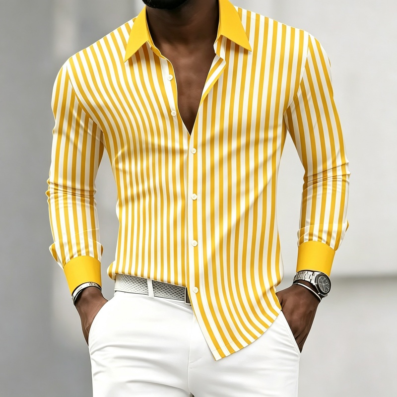 Men's long-sleeved collared sh - Mens Fashion Summer ulasan dan harga